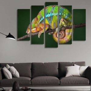 Ambilobe Panther Chameleon 01 - Animal 5 Panel Canvas Art Wall Decor