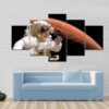 American Astronaut Above Mars Space - Space 5 Panel Canvas Art Wall Decor