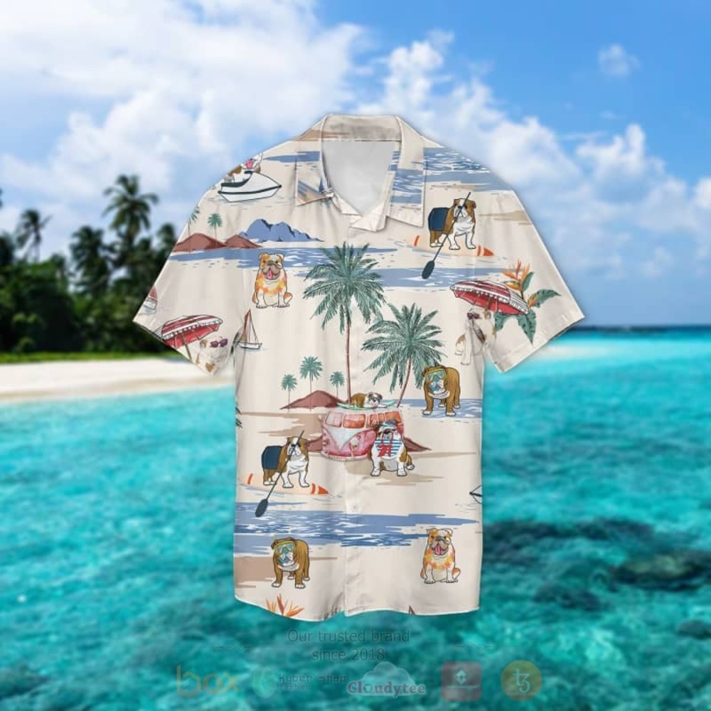American Bulldog Summer Beach Hawaiian Shirt American Bulldog Summer Beach Hawaiian Shirt