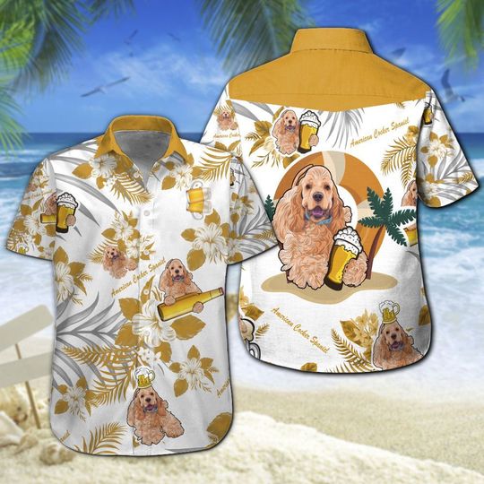 American Cocker Spaniel Beer Hawaiian Shirt Summer Button Up American Cocker Spaniel Beer Hawaiian Shirt Summer Button Up