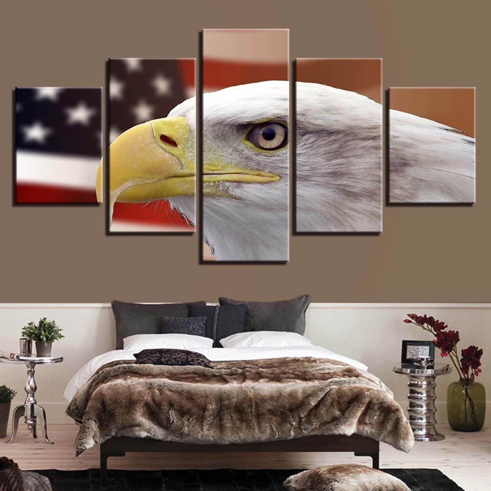 American Flag 12 - Abstract 5 Panel Canvas Art Wall Decor American Flag 12 - Abstract 5 Panel Canvas Art Wall Decor