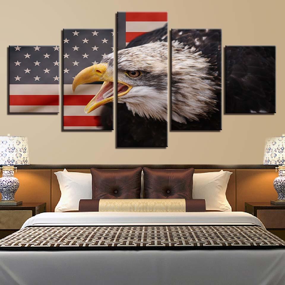 American Flag 13 - Abstract 5 Panel Canvas Art Wall Decor American Flag 13 - Abstract 5 Panel Canvas Art Wall Decor