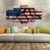 American Flag 2 - Abstract 5 Panel Canvas Art Wall Decor