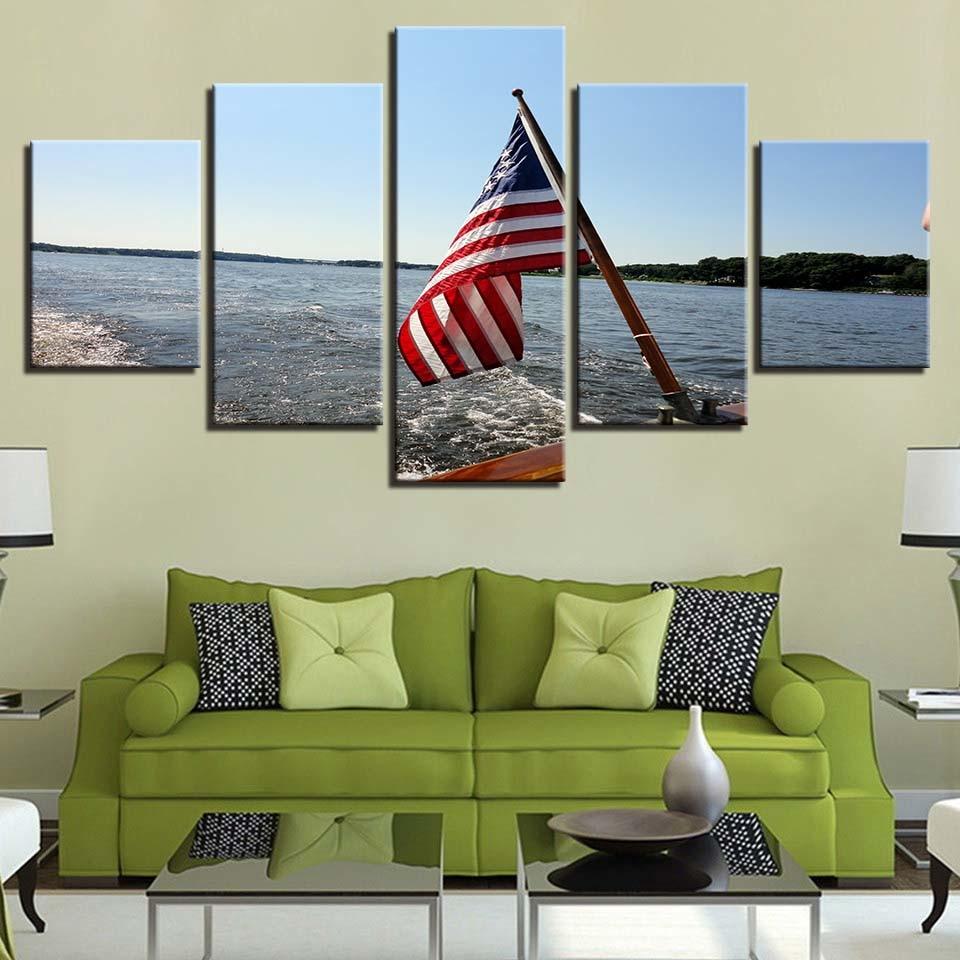 American Flag 6 - Abstract 5 Panel Canvas Art Wall Decor American Flag 6 - Abstract 5 Panel Canvas Art Wall Decor