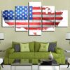 American Flag 7 - Abstract 5 Panel Canvas Art Wall Decor
