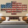 American Flag 8 - Abstract 5 Panel Canvas Art Wall Decor