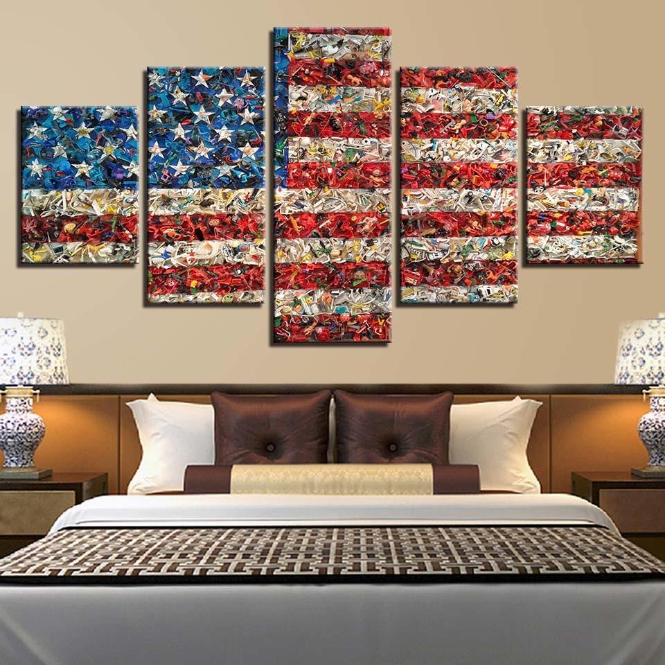 American Flag 8 - Abstract 5 Panel Canvas Art Wall Decor American Flag 8 - Abstract 5 Panel Canvas Art Wall Decor