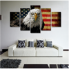 American Flag And Eagle 1 - Animal 5 Panel Canvas Art Wall Decor