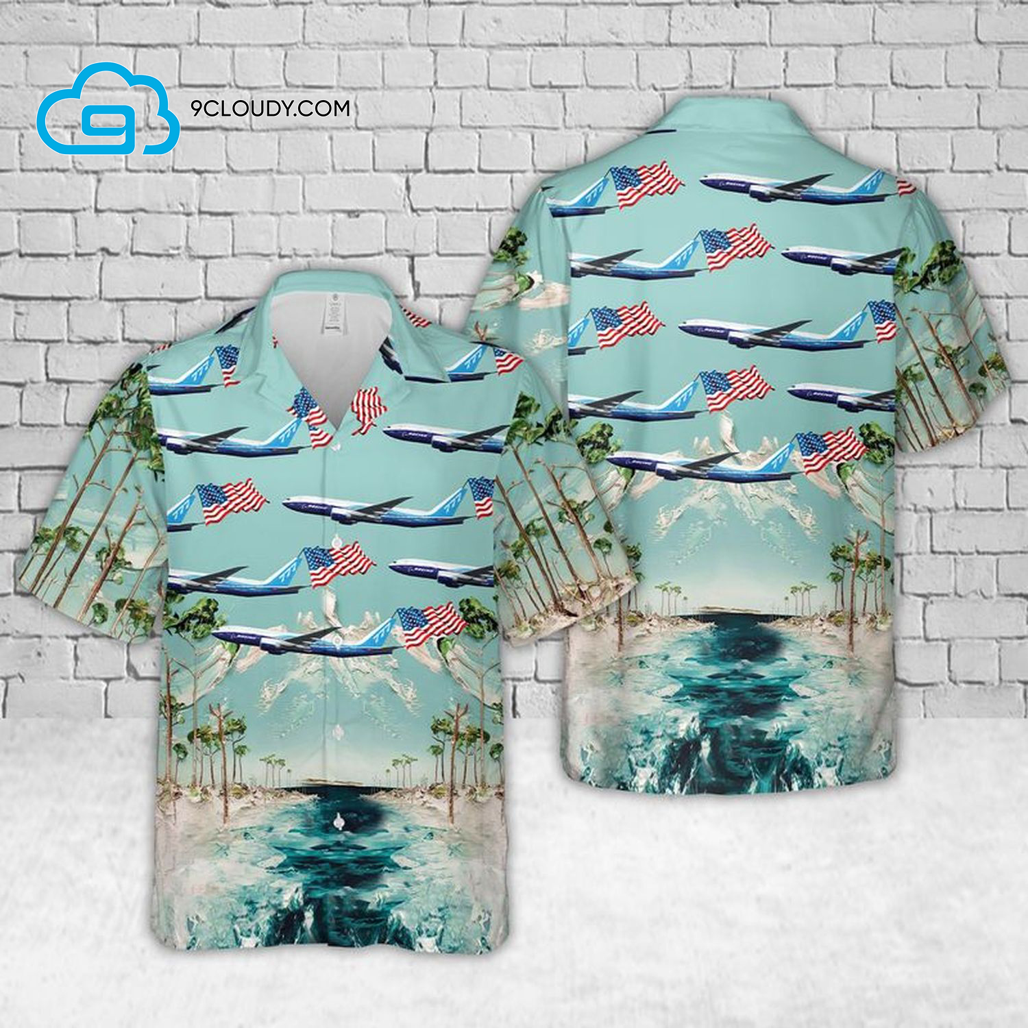 American Flag Boeing 777 Full Print Hawaiian Shirt American Flag Boeing 777 Full Print Hawaiian Shirt