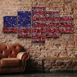 American Flag Bullets Gun Rights - Army 5 Panel Canvas Art Wall Decor