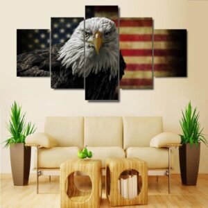 American Flag Eagle 1 - Abstract 5 Panel Canvas Art Wall Decor