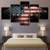 American Flag Eagle - Abstract 5 Panel Canvas Art Wall Decor