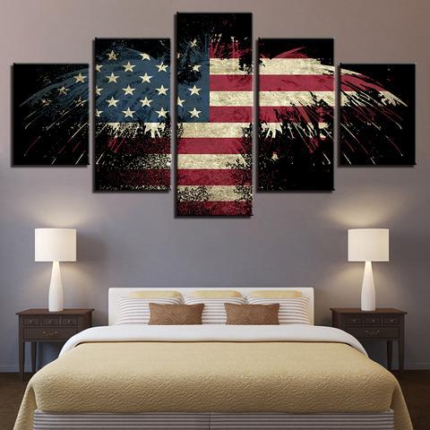 American Flag Eagle - Abstract 5 Panel Canvas Art Wall Decor American Flag Eagle - Abstract 5 Panel Canvas Art Wall Decor