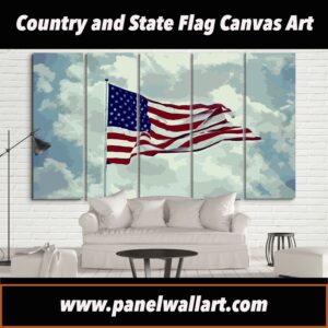 American Flag In Artwork - Abstract 5 Panel Canvas Art Wall Decor