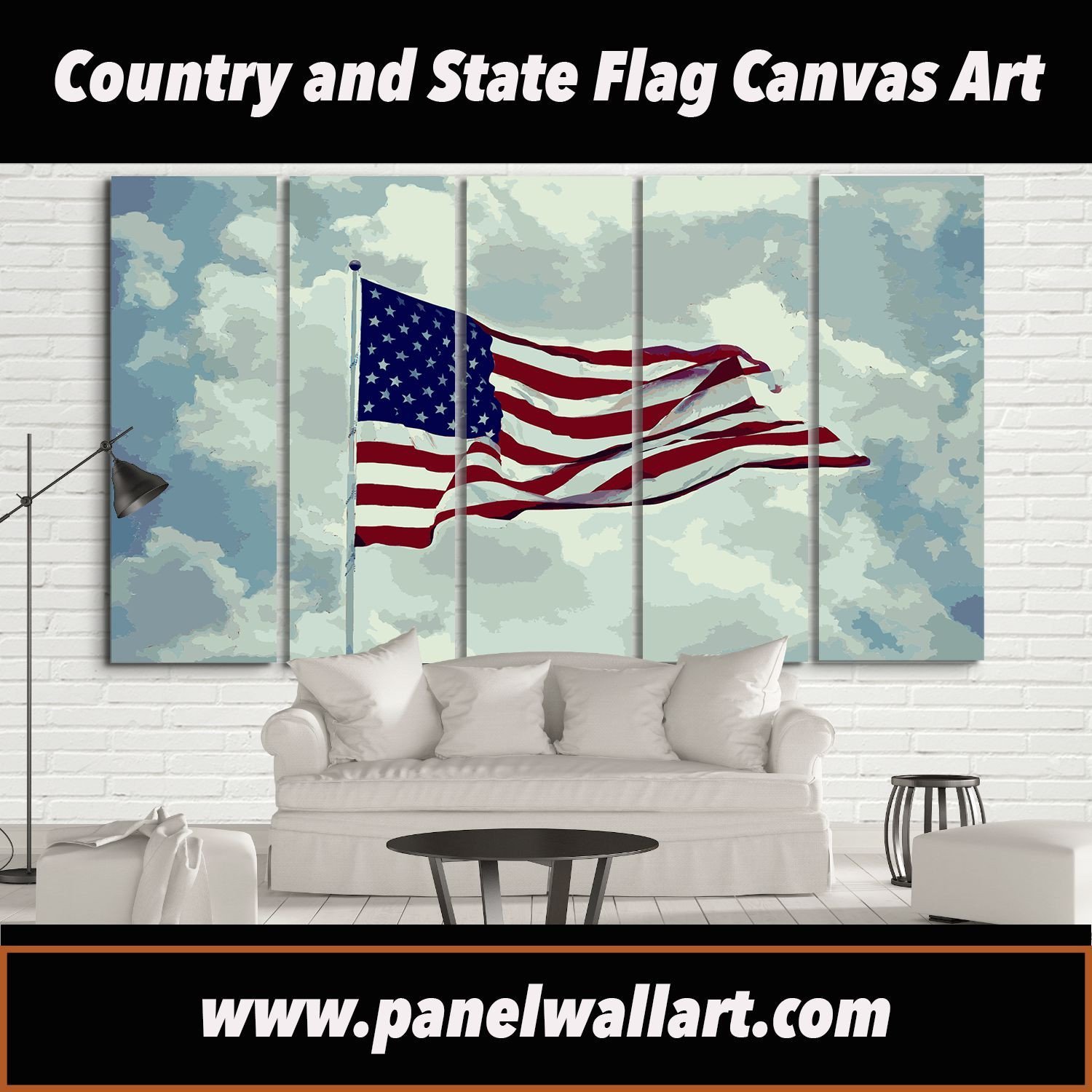 American Flag In Artwork - Abstract 5 Panel Canvas Art Wall Decor American Flag In Artwork - Abstract 5 Panel Canvas Art Wall Decor