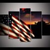 American Flag Military Helicopter At Sunsetc - Army 5 Panel Canvas Art Wall Decor