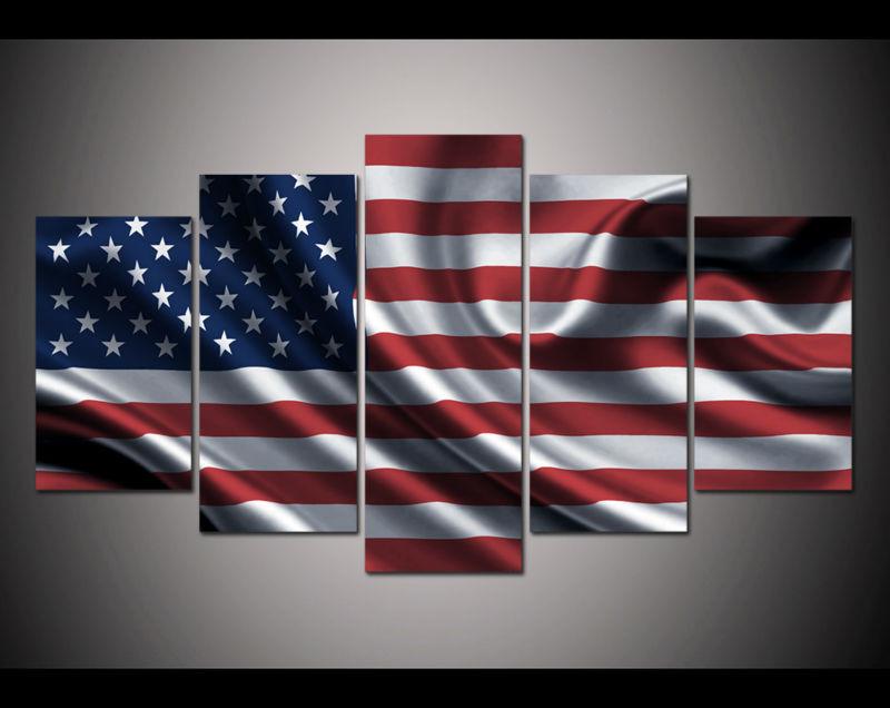 American Flag Modern - Abstract 5 Panel Canvas Art Wall Decor American Flag Modern - Abstract 5 Panel Canvas Art Wall Decor
