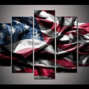 American Flag - Abstract 5 Panel Canvas Art Wall Decor