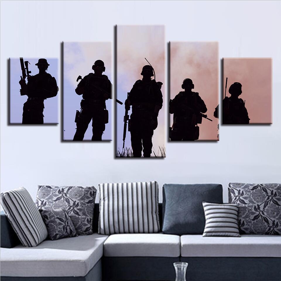 American Soldier Sunset 2 - Army 5 Panel Canvas Art Wall Decor American Soldier Sunset 2 - Army 5 Panel Canvas Art Wall Decor