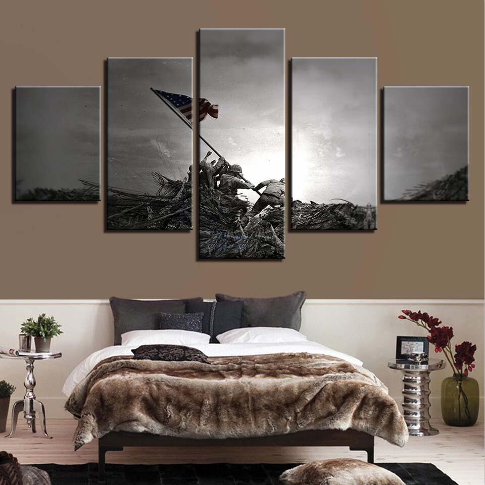 American Soldier Sunset 4 - Army 5 Panel Canvas Art Wall Decor American Soldier Sunset 4 - Army 5 Panel Canvas Art Wall Decor