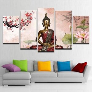 Anami Buddha - Religion 5 Panel Canvas Art Wall Decor