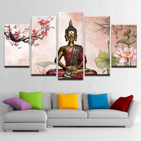 Anami Buddha - Religion 5 Panel Canvas Art Wall Decor Anami Buddha - Religion 5 Panel Canvas Art Wall Decor