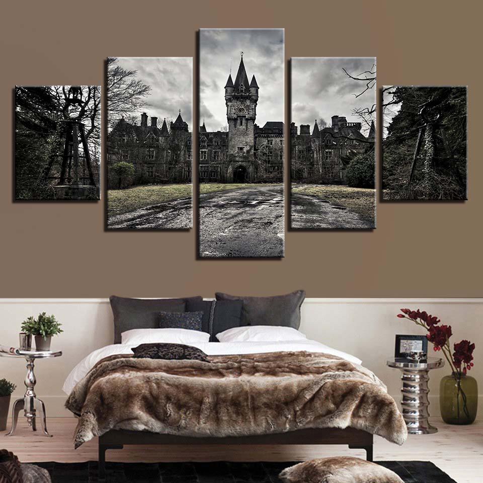 Ancient Castle - Nature 5 Panel Canvas Art Wall Decor Ancient Castle - Nature 5 Panel Canvas Art Wall Decor