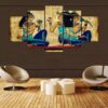 Ancient Egypt Music Theme Beautiful Girls - Religion 5 Panel Canvas Art Wall Decor