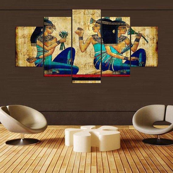 Ancient Egypt Music Theme Beautiful Girls - Religion 5 Panel Canvas Art Wall Decor Ancient Egypt Music Theme Beautiful Girls - Religion 5 Panel Canvas Art Wall Decor