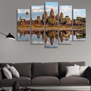 Ancient Khmer Architecture - Nature 5 Panel Canvas Art Wall Decor