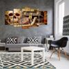 Ancient Skull Treasure Chest - Abstract 5 Panel Canvas Art Wall Decor