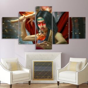 Ancient dress native American girl - Abstract 5 Panel Canvas Art Wall Decor