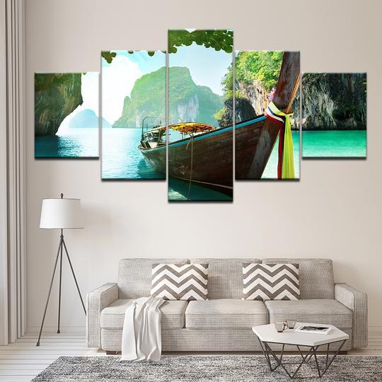 Andaman Sea Andamanensee Thailand - Space 5 Panel Canvas Art Wall Decor Andaman Sea Andamanensee Thailand - Space 5 Panel Canvas Art Wall Decor