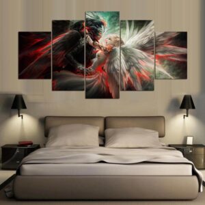 Angel And Demon Love - Abstract 5 Panel Canvas Art Wall Decor
