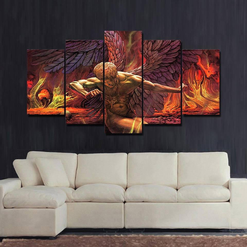Angel And Demon - Abstract 5 Panel Canvas Art Wall Decor Angel And Demon - Abstract 5 Panel Canvas Art Wall Decor
