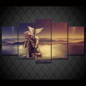 Angel Peace Dove - Abstract 5 Panel Canvas Art Wall Decor