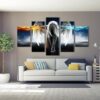 Angel Power With White Wings - Abstract 5 Panel Canvas Art Wall Decor