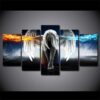 Angel With Wings Fire - Abstract 5 Panel Canvas Art Wall Decor