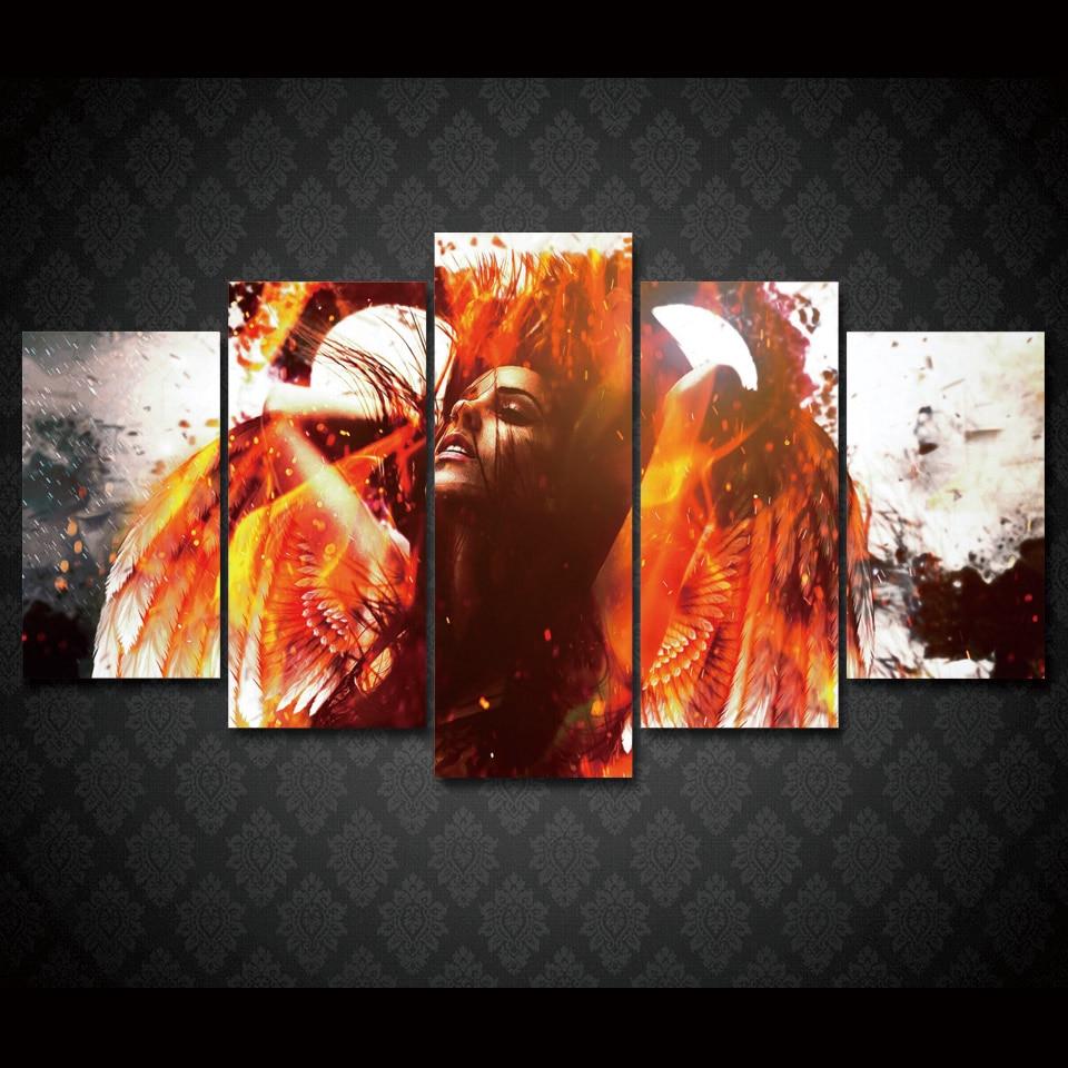 Angel - Abstract 5 Panel Canvas Art Wall Decor Angel - Abstract 5 Panel Canvas Art Wall Decor