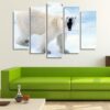 Angry Polar Bear Roaring - Animal 5 Panel Canvas Art Wall Decor