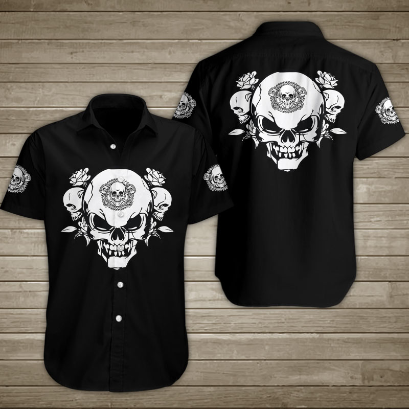Angry Skull With Roses Hawaiian Shirt Summer Button Up Angry Skull With Roses Hawaiian Shirt Summer Button Up