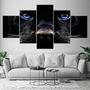 Animal Blue Eyes - Animal 5 Panel Canvas Art Wall Decor