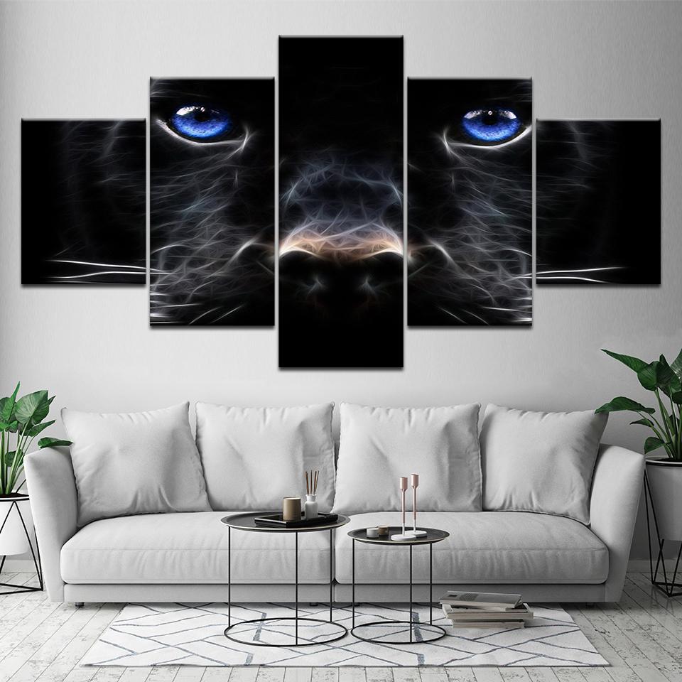 Animal Blue Eyes - Animal 5 Panel Canvas Art Wall Decor Animal Blue Eyes - Animal 5 Panel Canvas Art Wall Decor