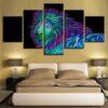 Animal Colorful Lion - Abstract Animal 5 Panel Canvas Art Wall Decor