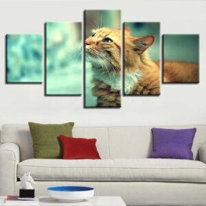 Animal Cute Cat - Animal 5 Panel Canvas Art Wall Decor