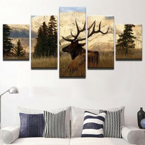 Animal Deers - Animal 5 Panel Canvas Art Wall Decor