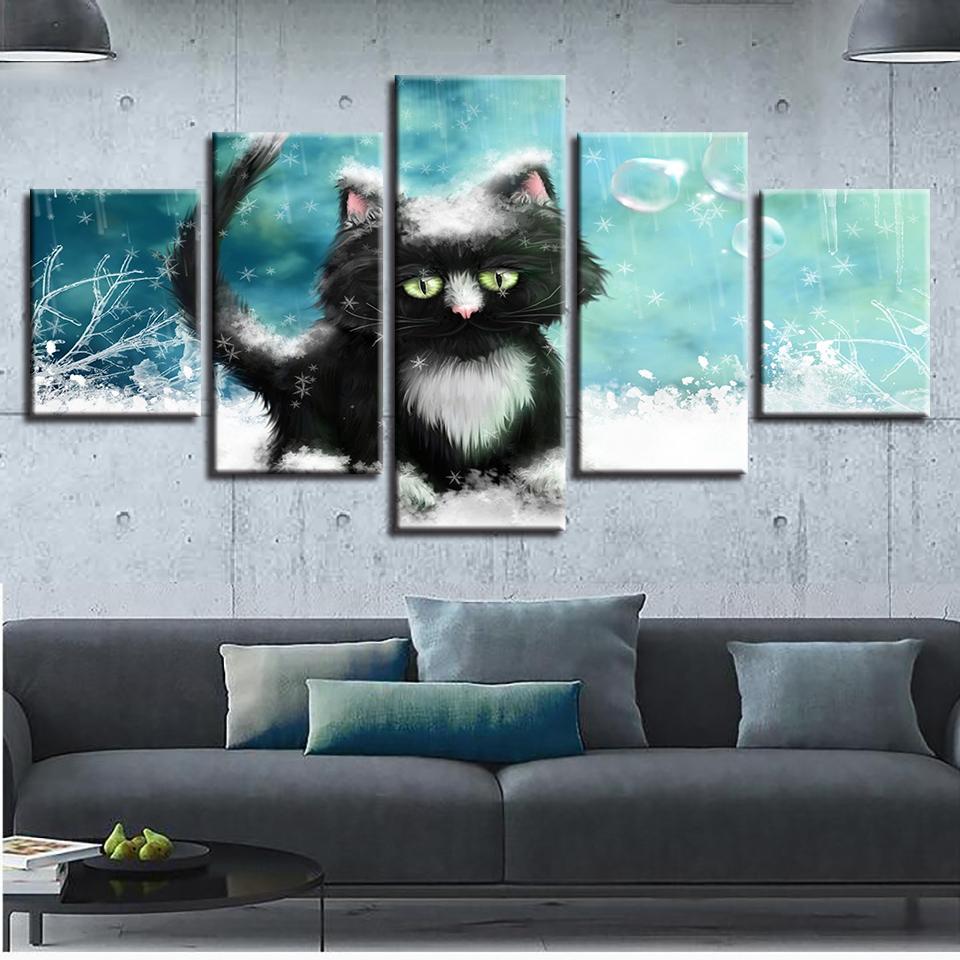 Animal Garfield Cat - Animal 5 Panel Canvas Art Wall Decor Animal Garfield Cat - Animal 5 Panel Canvas Art Wall Decor