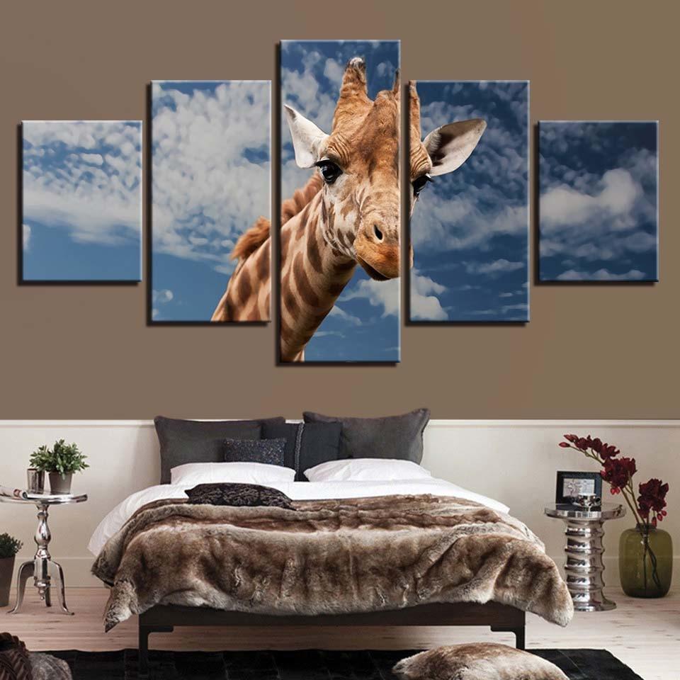 Animal Giraffe 5 - Animal 5 Panel Canvas Art Wall Decor Animal Giraffe 5 - Animal 5 Panel Canvas Art Wall Decor