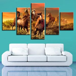 Animal Horse - Animal 5 Panel Canvas Art Wall Decor