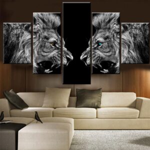Animal Lion - Animal 5 Panel Canvas Art Wall Decor